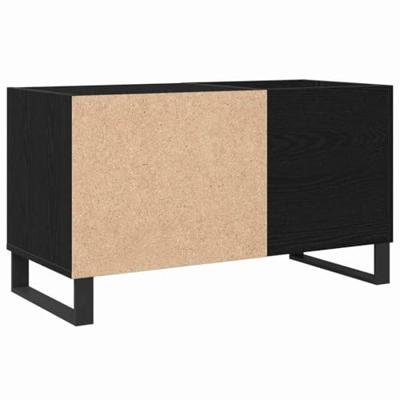 Platenkast met plank Zwart eiken 85 x 38 x 48 cm Bewerkt hout