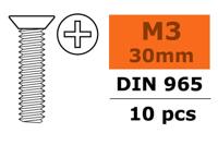 Verzonken schroef met philips kruissleuf, M3X30, Gegalvaniseerd staal (10st) - thumbnail