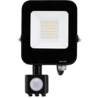 LED Bouwlamp met Bewegingssensor - 20W Schijnwerper - 4000K IP65 - Zwart - thumbnail