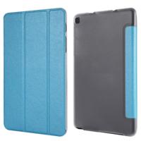 Zijde textuur horizontale Flip lederen draagtas met drie-opvouwbare houder voor Galaxy tab P200 (Baby Blue) - thumbnail