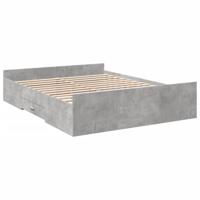 Bedframe met lades bewerkt hout betongrijs 140x200 cm - thumbnail