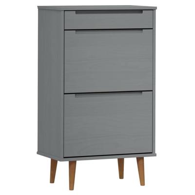 VidaXL Schoenenkast molde 59,5x35x103 cm massief grenenhout grijs