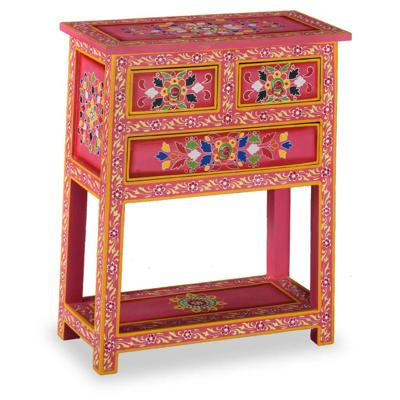 VidaXL Dressoir met lades handgeschilderd massief mangohout roze