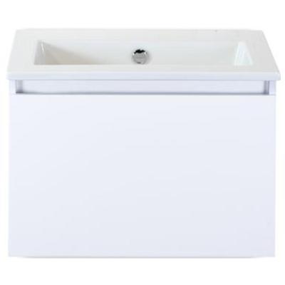 Frozen Badmeubelset 60 cm - Greeplijst in Kleur - Wit Hoogglans - Keramische Wastafel Wit Zonder Kraangat