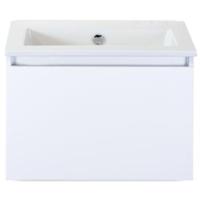 Frozen Badmeubelset 60 cm - Greeplijst in Kleur - Wit Hoogglans - Keramische Wastafel Wit Zonder Kraangat - thumbnail