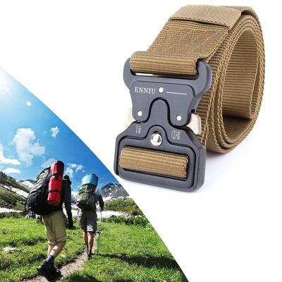 ENNIU 4 5 cm breed outdoor casual nylon riem verstelbare multifunctionele trainings riemen voor mannen (bruin) ENNIU 4 5 cm breed outdoor casual nylon riem verstelbare multifunctionele trainings riemen voor mannen (bruin)