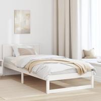 Bedframe met hoofdeinde Wit 100 x 200 cm Massief grenenhout - thumbnail