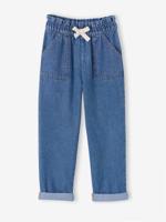Paper bag jeans broek middenblauw - thumbnail