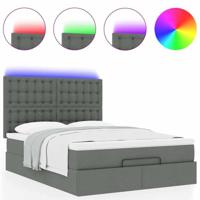 Ottoman bed met matras en LED's 140x200cm stof donkergrijs - thumbnail
