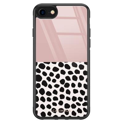 iPhone SE 2020 glazen hardcase - Pink dots