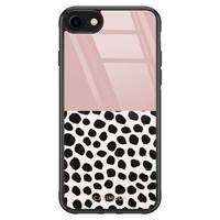 iPhone SE 2020 glazen hardcase - Pink dots - thumbnail