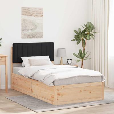 Bedframe met Gevoerd Hoofdgedeelte Zwart 100 x 200 cm Bedframe met Gevoerd Hoofdgedeelte Zwart 100 x 200 cm