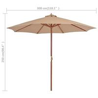 VidaXL Parasol met houten paal 300 cm taupe - thumbnail