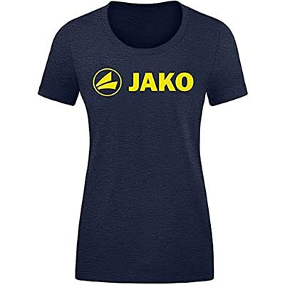 JAKO 6160D T-Shirt Promo Dames - Marine Gemeleerd/Fluo Citroen - 38