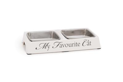 DBL Dinerset My Favourite Cat - Wit - 24x12x4cm DBL Dinerset My Favourite Cat - Wit - 24x12x4cm