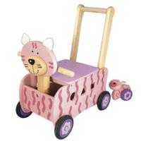 Loop/duwwagen en sorter kat roze - met mini trekfiguur - thumbnail