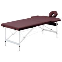 VidaXL Massagetafel inklapbaar 2 zones aluminum wijnpaars - thumbnail