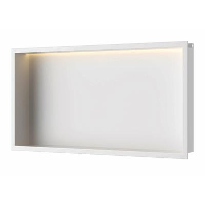 Inbouwnis Luca Sanitair 60x30x6,5 cm RVS Mat Wit + LED verlichting Luca Sanitair Inbouwnis Luca Sanitair 60x30x6,5 cm RVS Mat Wit + LED verlichting Luca Sanitair