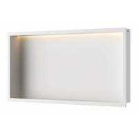 Inbouwnis Luca Sanitair 60x30x6,5cm RVS Mat Wit + LED verlichting - thumbnail