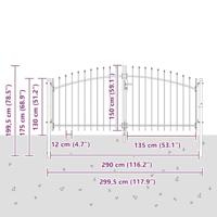 Tuinpoort met slot Grijs 150 x 300 cm Staal - thumbnail