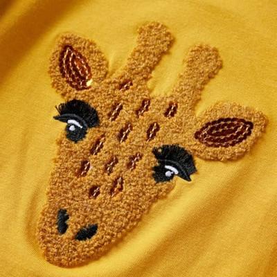 Kindershirt met lange mouwen dierenprint 128 donker okerkleurig - thumbnail