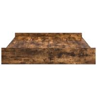 Opbergbedframe met lade Gerookt eiken 140 x 200 cm Bewerkt hout - thumbnail