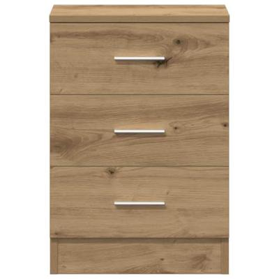Nachtkastje 38x35x55 cm bewerkt hout artisanaal eikenkleur