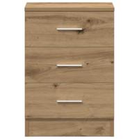 Nachtkastje 38x35x55 cm bewerkt hout artisanaal eikenkleur - thumbnail