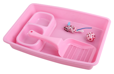 Pawise Kitty Starterset met veren voor katten, roze