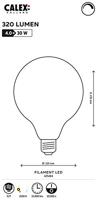 Calex LED Full Glass LongFilament Globe Lamp 240V 4W 320lm E27 GLB125, Gold 2100K Dimmable, energy label A+ - thumbnail