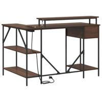 Bureau bruin eikenkleur 120 x 79 x 86.5 cm Bewerkt hout - thumbnail