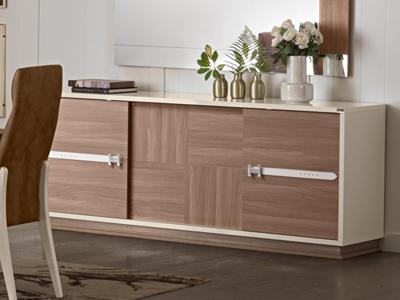 Dressoir EVEREST DELUXE 3 deuren ivoor/walnoot