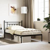 Bedframe met hoofdbord metaal zwart 107x203 cm - thumbnail