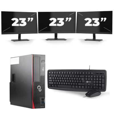 Fujitsu Esprimo D556 SFF - Intel Core i5-6e Generatie - 8GB RAM - 256GB SSD - Windows 11 + 3x 23 inch Monitor