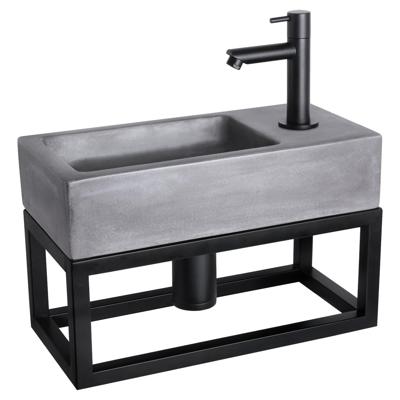 Differnz Differnz Ravo fonteinset beton donkergrijs - kraan recht - met handdoekrek mat zwart