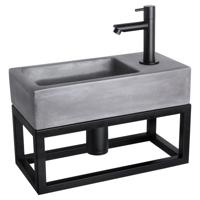 Differnz Differnz Ravo fonteinset beton donkergrijs - kraan recht - met handdoekrek mat zwart - thumbnail