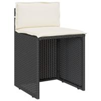 3-delige Bistroset met kussens poly rattan zwart - thumbnail