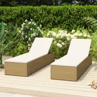 VidaXL Ligbed poly rattan bruin en crèmewit - thumbnail