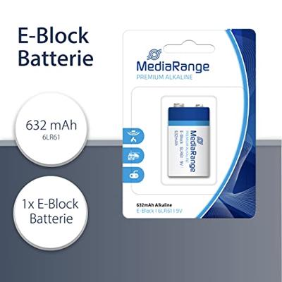 MediaRange MRBAT107 (Batterij-Basiscilindrische vorm 9 V) Zwart Blauw