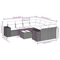 9-delige Loungeset met kussens poly rattan bruin - thumbnail