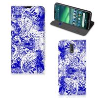 Mobiel BookCase Nokia 2.3 Angel Skull Blauw - thumbnail