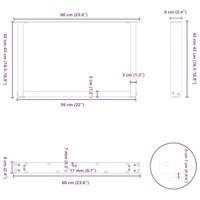 Salontafelpoten 2 st U-vormig 60x(42-43) cm staal zwart - thumbnail