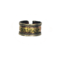 Ring Tibet met Om Mani Pad Me Hum Verkoperd Witmetaal (1,3 cm) - thumbnail