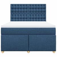 Boxspring met matras stof blauw 160x200 cm - thumbnail