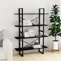 Boekenkast met 4 schappen 100x30x140 cm grenenhout zwart - thumbnail