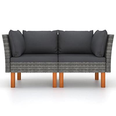 VidaXL Hoekbanken 2 st poly rattan en massief eucalyptushout
