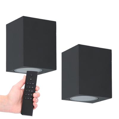 Set van 2 Marion LED wandlampen - Dimbaar - 4 Watt 345 lumen - IP65 Waterdicht - GU10 - 2700K Warm Wit - Dimbaar - Binnen & buiten - Zwart - Incl. dimmer met afstandsbediening