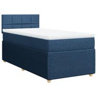 Boxspring met matras stof blauw 90x190 cm - thumbnail