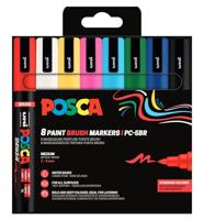 Uni Posca paintmarker PC-5BR, 1 - 4 mm, penseel punt, blister van 8 stuks - thumbnail