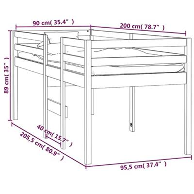 Hoogslaper massief grenenhout 90x200 cm - thumbnail